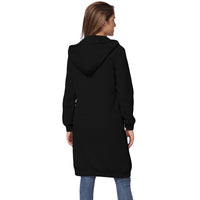 Sidiou Group  Women Hoodie Long Hooded Sweatshirts Coat Casual Pockets Zipper Solid Outerwear