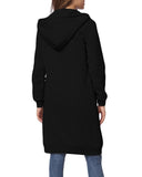 Sidiou Group  Women Hoodie Long Hooded Sweatshirts Coat Casual Pockets Zipper Solid Outerwear