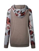 Sidiou Group Women Long Sleeve Floral Print Drawstring Hoodie Pocket Sweatshirt