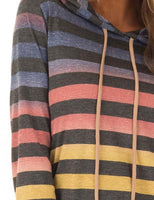Sidiou Group Women Long Sleeve Asymmetric Hem Colorblock Sprite Print Hoodie Sweatshirt