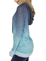 Sidiou Group Women Casual Long Sleeve Drawstring Gradient Print Pullover Hoodie