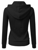 Sidiou Group Women Long Sleeves Solid Color Zip Up Front Pockets Casual Drawstring Hoodie Tops