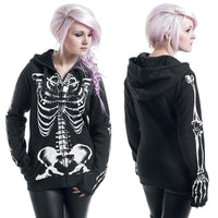 Sidiou Group Women Long Sleeve Zip Front Skull Skeleton Print Hoodie Sweatshirt with Pocket