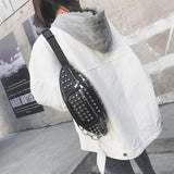 Sidiou Group Rivet Waist Pack Women Shoulder Bag PU Leather Waist Bag Sling Phone  Pack Chest Bags