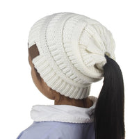 Sidiou Group Cap Autumn Hair Beanie Knitted Winter Girls Wool Cute Outdoor Hat Warm Ponytail Children