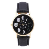 Sidiou Group Women Phase Moon Lunar Watch Bracelet Design Clock Leather Quartz Wrist Watch