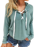 Deep V Neck Lace Up Tops