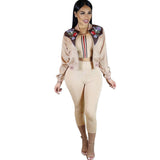 Sidiou Group New Fashion Women Down Jacket Floral Print O-Neck Zipper Long Sleeve Coat Outerwear