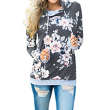 Sidiou Group Woman's Fashion Long Sleeve Floral Print Pullover Hoodie with Pocket