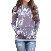 Sidiou Group Woman's Fashion Long Sleeve Floral Print Pullover Hoodie with Pocket