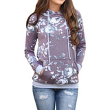 Sidiou Group Woman's Fashion Long Sleeve Floral Print Pullover Hoodie with Pocket