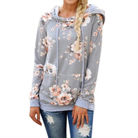 Sidiou Group Woman's Fashion Long Sleeve Floral Print Pullover Hoodie with Pocket