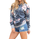 Sidiou Group Woman's Fashion Long Sleeve Floral Print Pullover Hoodie with Pocket