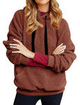 Long Sleeve Shaggy Solid Color Hoodies