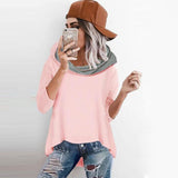 Sidiou Group Women Loose Hooded Sweater Irregular Hem Three Quarter Sleeves Casual  Hoodies Top