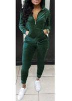 Sidiou Group Women Two Piece Tracksuit Long Sleeve Zip Hoodie Sweatshirt Pants Sportswear Suits