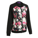Sidiou Group Autumn Winter Women Floral Print Jacket  Zipper Pocket Bomber Jacket Streetwear