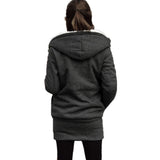 Sidiou Group  Women Hoodies Coat Warm Coat Zipper Outerwear Hooded Sweatshirts Casual Long Jacket