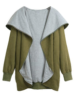 Sidiou Group Women Autumn Winter Hoodies Zip Up Long Sleeve Plus Size Loose Jacket Hooded Coat