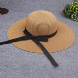 Sidiou Group Elegant Women Straw Sun Hat Bowknot  Foldable Casual Summer Holiday Cap