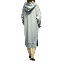 Sidiou Group New Women Loose Long Sweatshirt Solid Long Sleeve Pockets Split Casual Warm Hoodies
