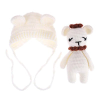 Sidiou Group Newborn Baby Knit Beanie Cap with Bear Toy infant Bear  Photography Props Baby Hat