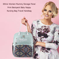 Sidiou Group Mummy Storage Diaper Bag Multifunction Ethnic Floral Print Nappy Bag Travel Backpack