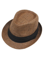 Sidiou Group Straw Hat Contrast Ribbon Unisex Jazz Hat Holiday Sunshade Cap