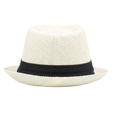 Sidiou Group Straw Hat Contrast Ribbon Unisex Jazz Hat Holiday Sunshade Cap