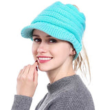 Sidiou Group Women Ponytail Beanie Hat Knitted Winter Cap Crochet Slouchy Beanies Warm Caps