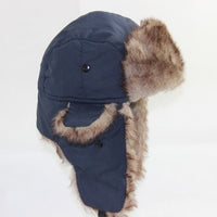 Sidiou Group Unisex Bomber Hats Men Women Russian Hat Trapper Bomber Warm Trooper Ear Flaps Winter Ski Hat Solid Casual Faux Fur Cap Headwear
