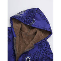 Sidiou Group Womens Floral Printed Long Sleeve Hoody Coat Hooded Fur Lined Winter Warm Jacket
