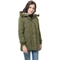 Sidiou Group Winter Women's Fleece Parka Warm Coat Hoodie Overcoat Long Jacket Army Green