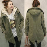 Sidiou Group Winter Women's Fleece Parka Warm Coat Hoodie Overcoat Long Jacket Army Green