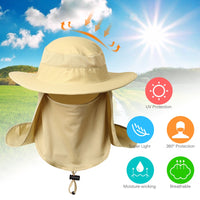 Sidiou Group UV Protection Wide Brim Cap Breathable Face Neck Flap Sun Hat Fishing Hat Anti-mosquito Sun Hat Cap