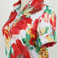 Sidiou Group Vintage Women Shirt Colorful Floral  Print Turn-down Collar Button Chiffon Tops