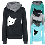 Long Sleeve Cat Printed Hoodie