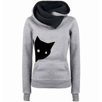 Cat Print Hooded Sweatshirt