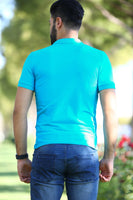 Sidiou Group Blue Polo Neck T-Shirt