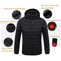 Sidiou Group Winter USB Digital Charging and Heating Men's Jacket Polyester Fiber Hooded