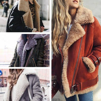 Winter Womens Suede Wool Coat