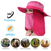 Sidiou Group Outdoor Sun Protection Fishing Hat Sun Cap with Removable Neck Face Flap Cover Cap