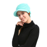 Sidiou Group Winter Women Knitted  Hat Ponytail Beanie Caps with Visor Outdoor Ski Sports Cap