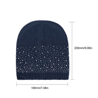 Sidiou Group Winter Warm Knitted Crochet Wool Hat Women Skull Rhinestone Beanie Cap