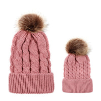 Sidiou Group Winter Women Knitted  Wool Hat Hair Ball Earmuffs Caps Kid Hairball Beanie Cap