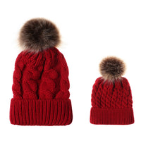 Sidiou Group Winter Women Knitted  Wool Hat Hair Ball Earmuffs Caps Kid Hairball Beanie Cap