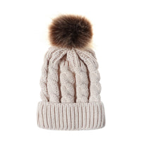 Sidiou Group Winter Women Knitted  Wool Hat Hair Ball Earmuffs Caps Kid Hairball Beanie Cap