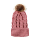 Sidiou Group Winter Women Knitted  Wool Hat Hair Ball Earmuffs Caps Kid Hairball Beanie Cap