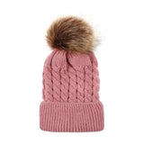 Sidiou Group Winter Women Knitted  Wool Hat Hair Ball Earmuffs Caps Kid Hairball Beanie Cap