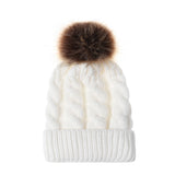 Sidiou Group Winter Women Knitted  Wool Hat Hair Ball Earmuffs Caps Kid Hairball Beanie Cap